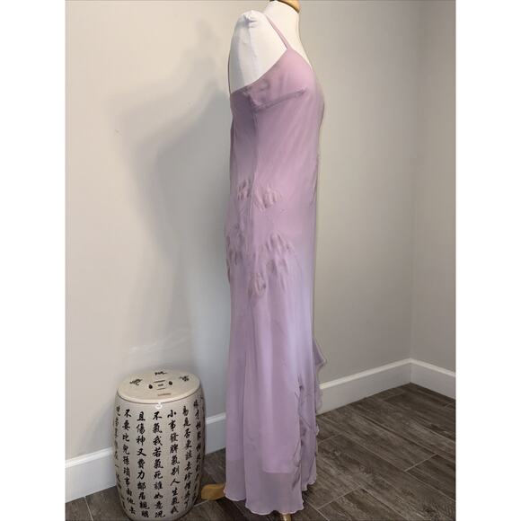 Y2K R&M Richards Lilac Chiffon Slip Dress Bias Cut Maxi Ruffle Hem Formal 12 - Picture 4 of 14